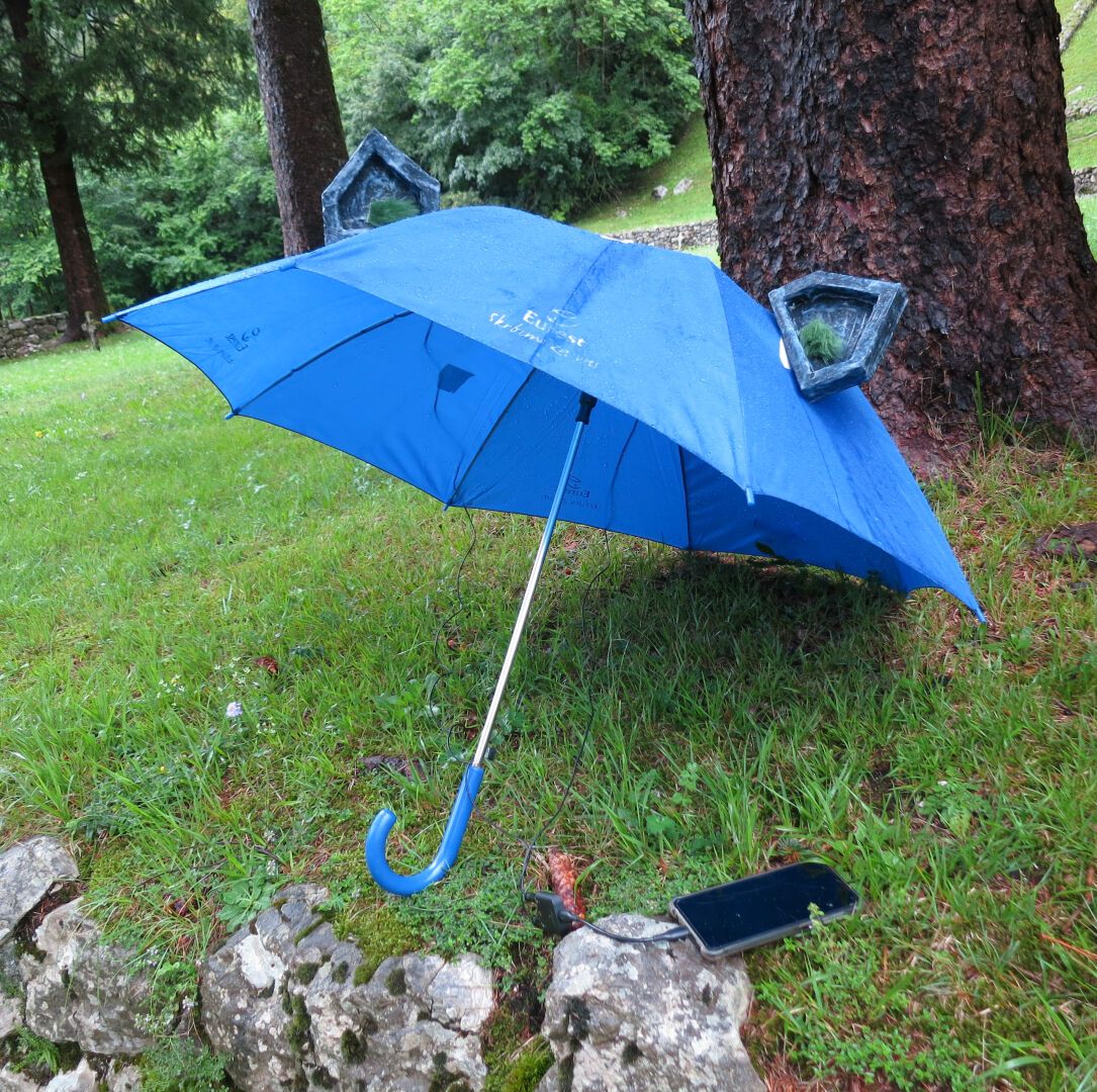a binaural mic in the shape of an umbrella